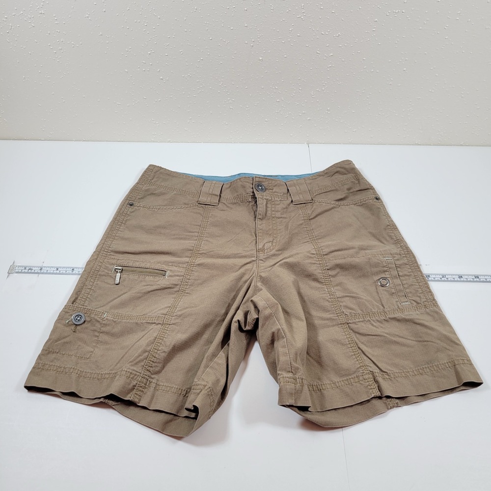 Eddie Bauer Cargo Shorts Womens 8 Brown Excellent Mercer Fit Stretch Utility